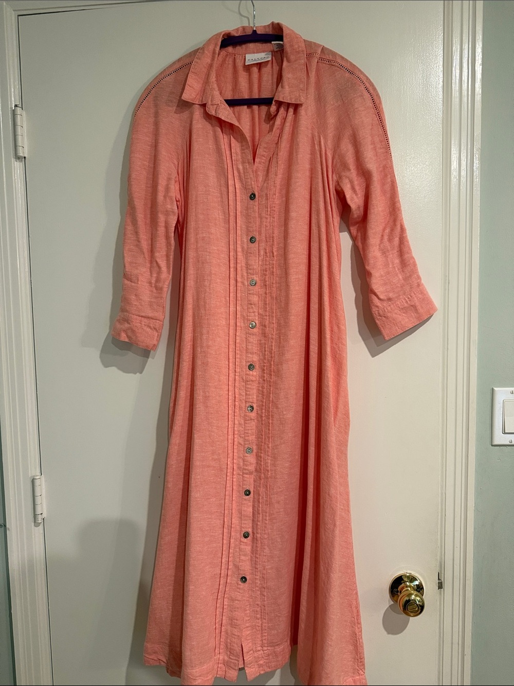 Calypso St. Barth Coral Maxi Button-Front Dress